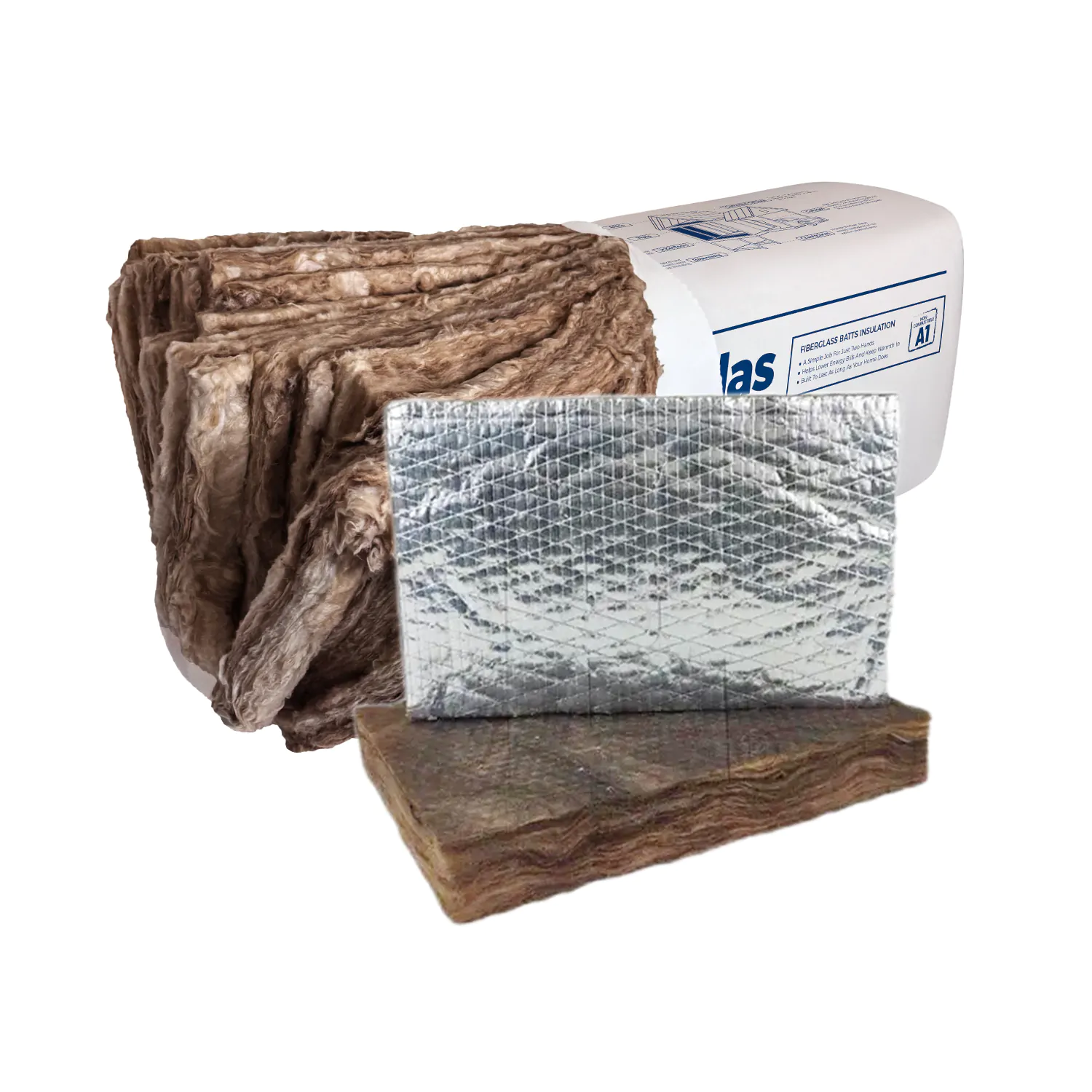 Foil-Faced Fiberglass Batts with aluminum backing