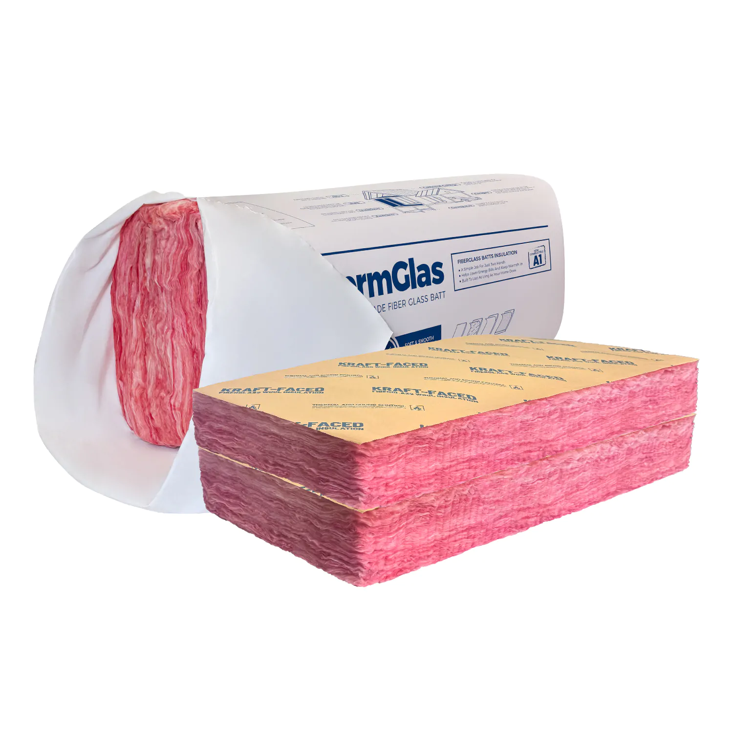 Kraft-Faced Fiberglass Batts with paper backing