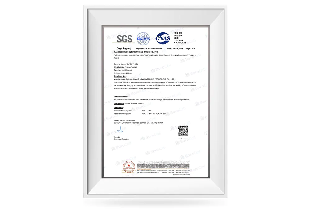 fiber glass wool ASTM report class A