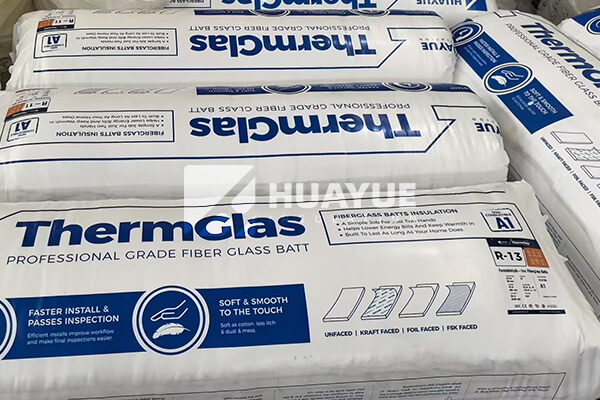 A package of fiberglass insulation with the R-13 value clearly visible
