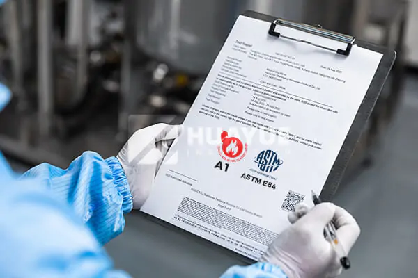 A certificate showing fire safety ratings
