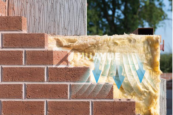 A diagram showing heat trying to pass through insulation and being stopped by trapped air pockets