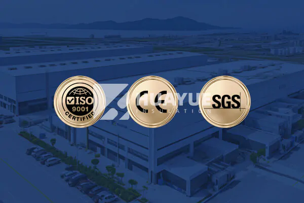 A collage of official certification logos, including ISO 9001, CE, and SGS