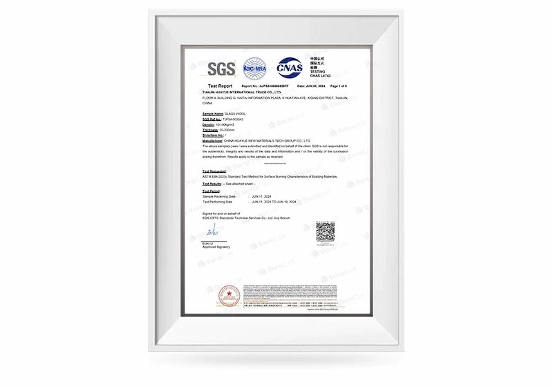 fiber glass wool ASTM report class A