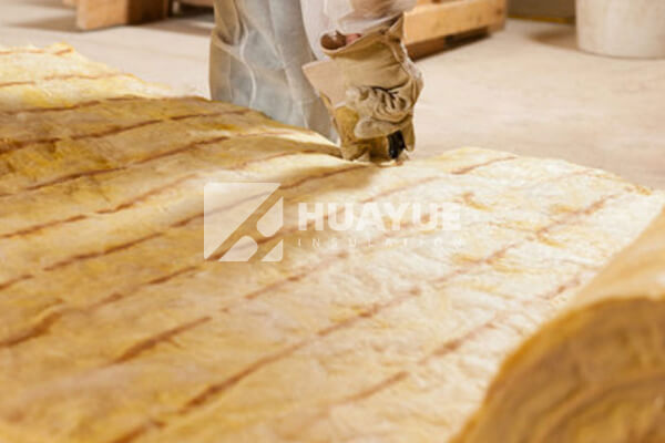 close-up of glass wool panels