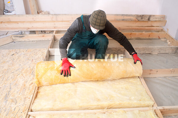 Glass wool in modern building under construction