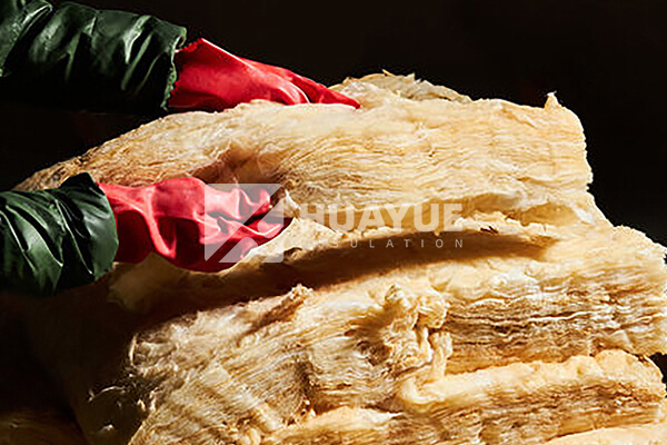Close-up of glass wool and fibers