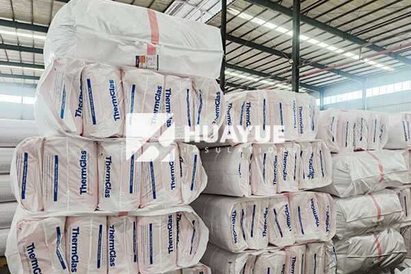 Fiberglass insulation in warehouse