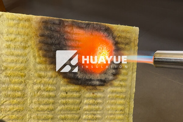 A close-up of dense HUAYUE rock wool insulation board fibers