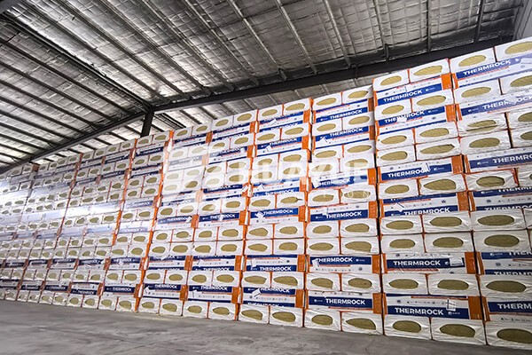 Rock wool insulation stored in warehouse