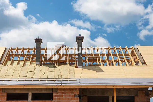 Rock wool insulation installed in industrial roof