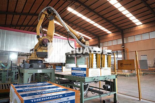 manufacturing scene inside rock wool plant