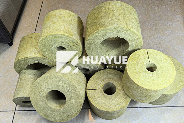 Rock wool pipe insulation detail view