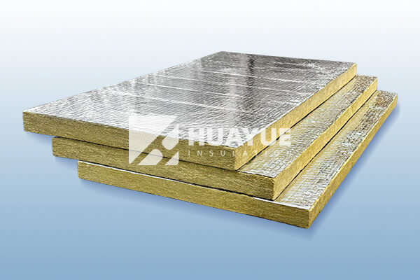 close-up of rockwool insulation with foil facing