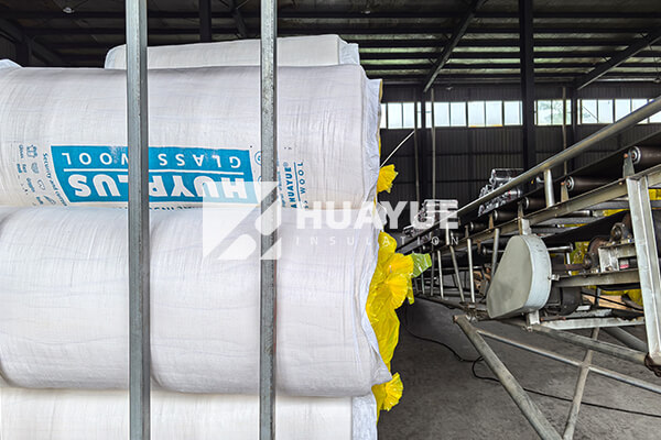 fiberglass wool products in warehouse