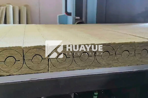 Rock wool pipe insulation production