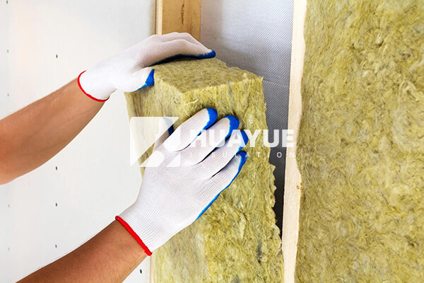 rock wool insulation installed between wall studs