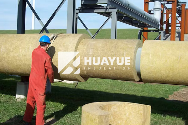 Rock wool pipe insulation application