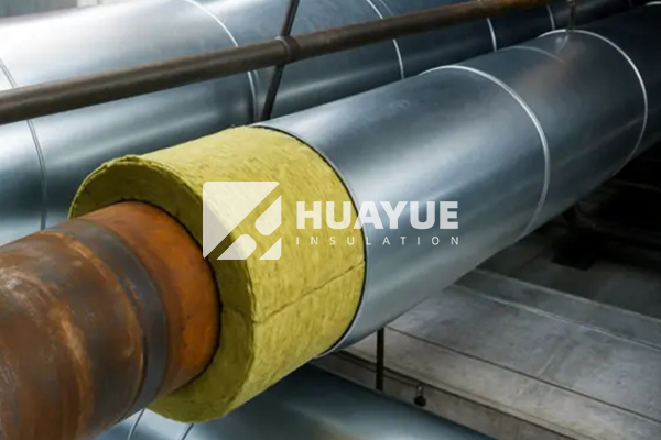 application of rock wool around curved pipes