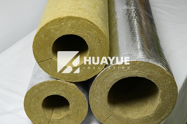 rock wool insulation on industrial pipes