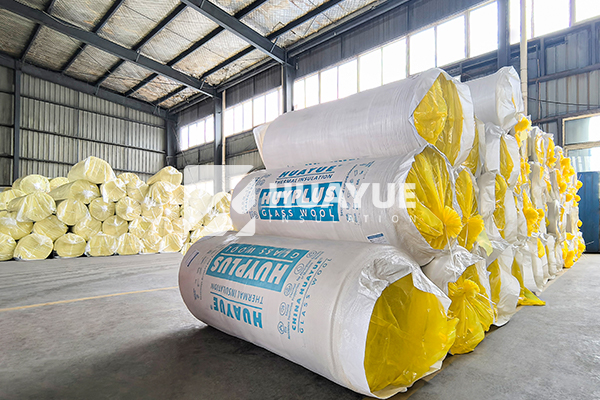 Fiberglass insulation in storage warehouse