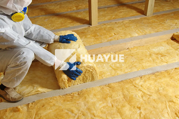 Glass wool application in residential wall