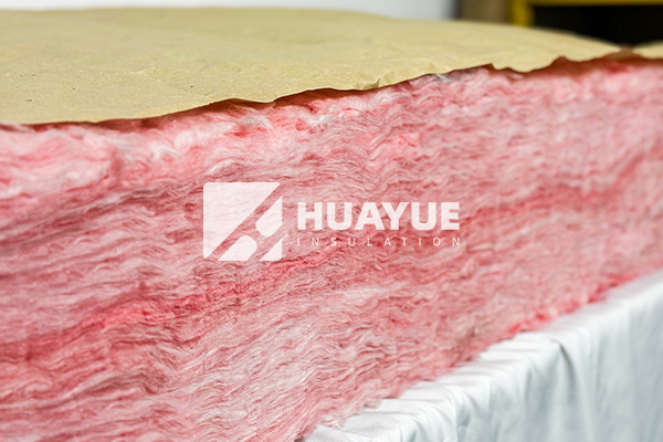 Kraft paper facing detail on fiberglass insulation roll