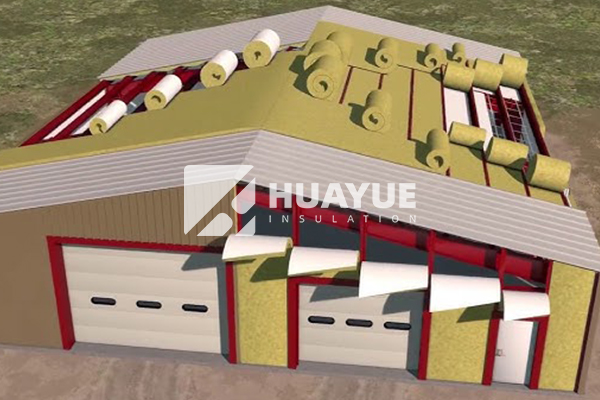 stone wool insulation installed in walls of a modern building