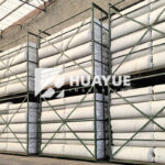 stone wool insulation product rolls in warehouse