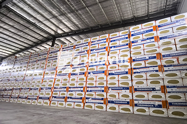 Warehouse image: Stacked batts ready for shipping