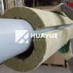 close up of rock wool pipe insulation texture and structure