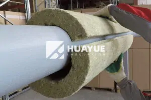 close up of rock wool pipe insulation texture and structure