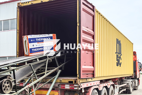 Bulk shipment of foil faced rock wool boards loaded at factory