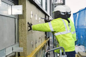 rock wool cavity insulation close up with fiber structure