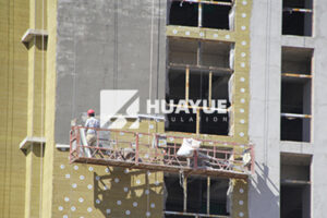rock wool exterior insulation installed on commercial building façade