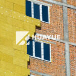 rock wool insulation board installed in commercial wall assembly