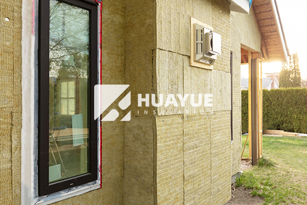 rock wool insulation slab application in commercial building walls