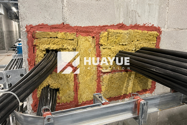 fire stopping rock wool application image in cable penetration