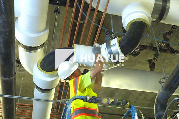 Rock wool pipe insulation installed on industrial piping Rock wool pipe insulation application image