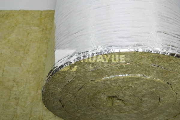 Rock wool blanket fiber or facing detail for product identification
